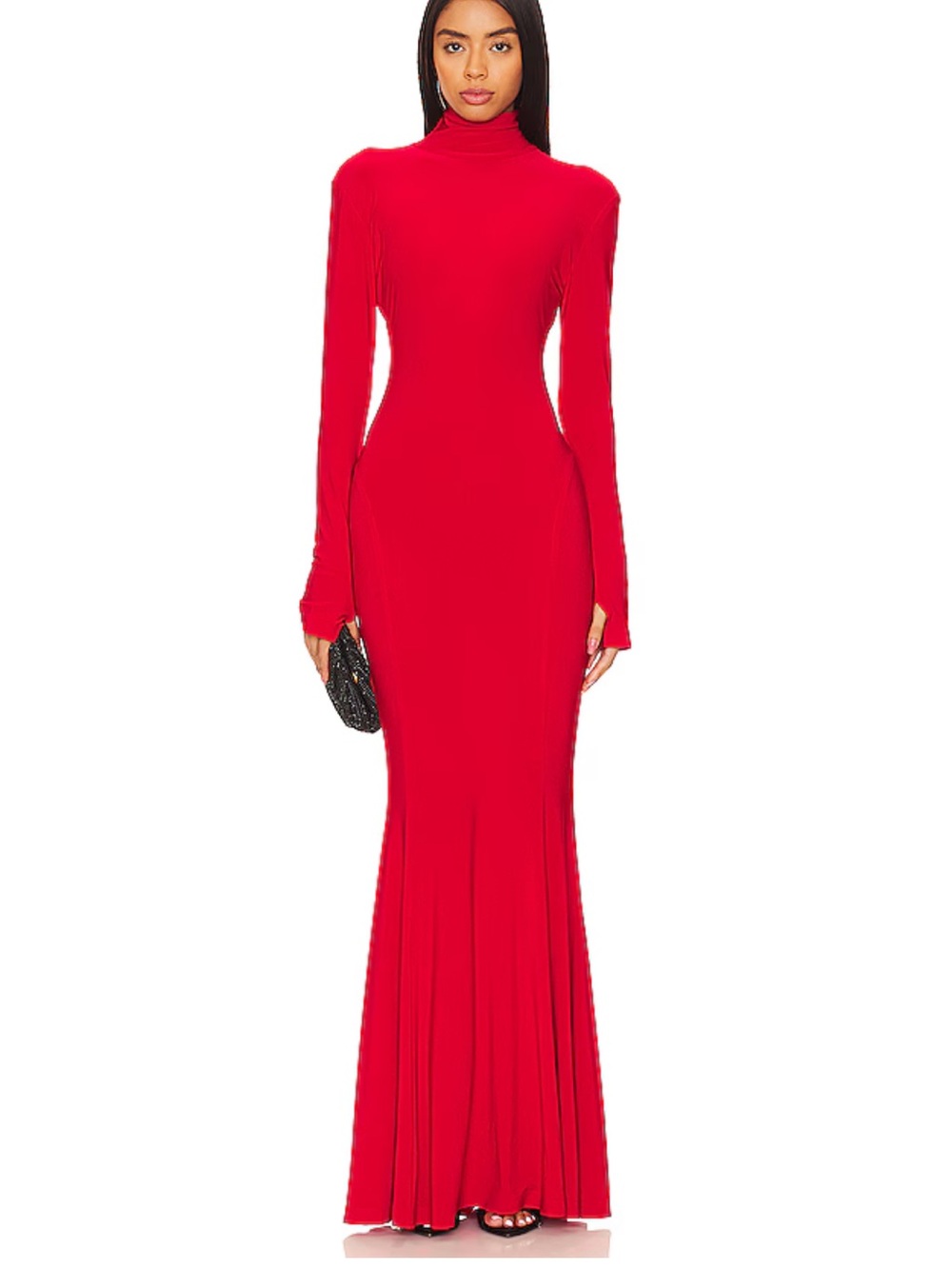 Norma Kamali x REVOLVE Turtle dress Fishtail Gown Tiger Red maxi Sz XS